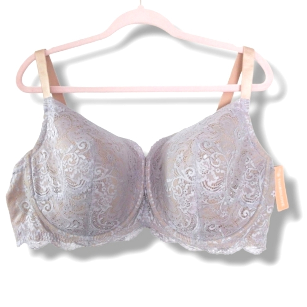 ThirdLove Lace Bra in Light Purple and Beige
